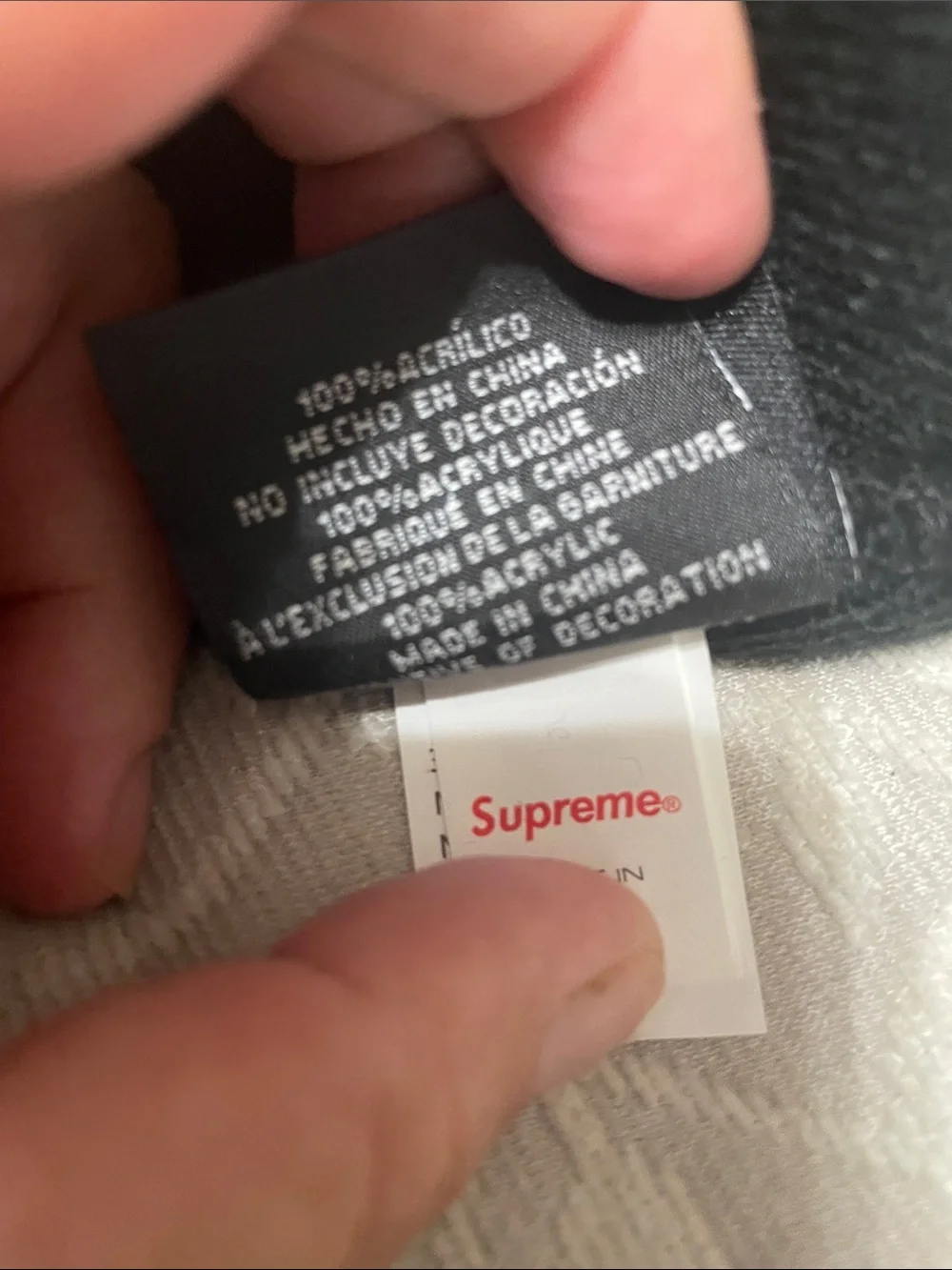 Supreme Black Beanie with White Embroidered Logos
